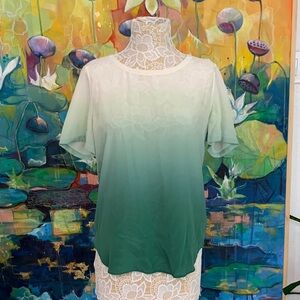 Equipment Femme 100% Silk Ombre Dip‑Dye Short‑Sleeve Top Medium NWT